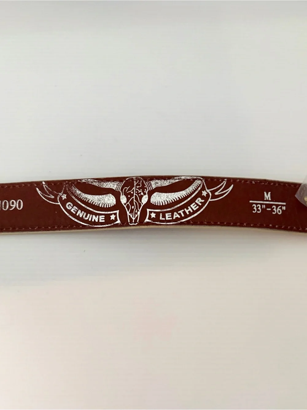 Vintage Genuine Leather Belt PEACE Rhinestone Tattoo Art Winged Heart 33” - 36”